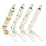 ROKEベビー＆キッズ用　おしゃぶりホルダー　子供用　ベビー　おしゃぶり　赤ちゃん　男女兼用　可愛い　セット　柔らかい　落ち防止　四枚組