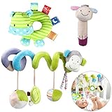 yeahibaby Spiral Activity ToyベッドベビーカーおもちゃDonkey HippoソフトPlush Hand Rattleおもちゃ3pcs