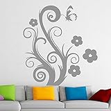 子供部屋バタフライ&フラワービニール壁デカールステッカー簡単Peel & Stick グレー WM-WSTK219M