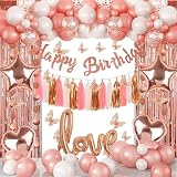 Acidea 誕生日 飾り付け 女の子 誕生日 風船 ローズゴールド happy birthday バースデー 飾り ピンク パーティー ガーランド お祝い 記念日 サプライズ、紙吹雪風船 パーティー セット (72個）