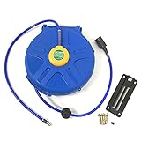高品質エアーホースリール 15m　青　自動巻取 吊り下げ式 ツールパワー