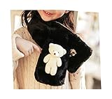 Candykids　可愛くてふわふわ キッズ用 マフラー 全6色 　柔らかいキッズ ふわふわマフラー　純色厚手 秋冬　女の子ネックウォーマー　男女兼用 (ブラック)