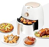 新しい空気フライヤー、1300Wハイパワー家庭用電気フライヤー、4.5L大容量フライドマシン、白、レシピ、健康調理用フードオーブン