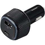 エレコム シガーソケット USB PD対応 45W 2ポート USB-C USB-A 12V 24V 対応 [ Macbook iPad iPhone Android 45Wで充電可能なノートPC ] ブラック EC-DC10BK