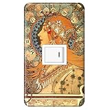 スイッチプレート カバー 西洋名画 アルフォンス・ミュシャ 黄道十二宮 1つ穴