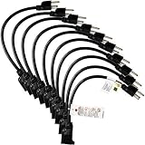Etekcity 10 Pack Power Extension Cord Cable Outlet Saver 3 Prong 16AWG-13A UL Listed (Black 1-Foot) 