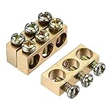 uxcell ターミナルアースバー 銅バー アース端子台 真鍮 3ポジション 配電用 25mmx5.7mmx10mm 3個入り