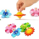 goolsky 4pcs木製Spinning Top花タイプ木製ジャイロカラフルな回転ジャイロスコープスピントップToy for Kids