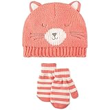 Carter 's Little Girls Kitten帽子&ストライプミトンセット – サイズ2t - 4t