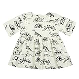 Liebeye 赤ちゃんコットンスカート　女の子　かわいい　ラウンドネック　恐竜　ファッション　ドレス ベージュ 90cm