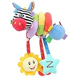 Honel ベビーカー用おもちゃ ベビーベッド おもちゃ 超かわいい ベビーベッドハンギング 人形 ベビーキッズベアー装飾おもちゃ エレファント カラフル 出産 誕生日 プレゼント 音楽（キリン（赤い