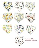 Joyoldelfベビービブ　涎かけ　綿　柔らかい　通気性　吸収力強い　汚れにくい　男女共用　豊富なデザイン　スナップ サイズ調整可　10セット