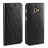 Golikef Samsung Galaxy A5 2017 A520 ケース カバー バンパー 手帳型 高級 本革 レザー 色鮮やか レトロ な book case 型 柔らかいシリコンTPUラバー