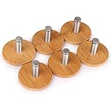 壁フック、オークリーフSelf Adhesive Sticky服タオルフックホームキッチンのドアキーハンドバッグ、フック6個木製&ステンレススチール