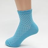 (グレェド) Groedoキッズ ソックス サイズ1-2 ( 12 ～ 14 cm) 透かし編み　ターコイズ オーガニックコットン