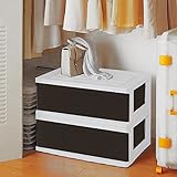 ワイド チェスト 収納ケース 1段 2個組 ホワイト／ブラック MJ-W1-2YE