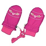 アスナロ（グローブ） スノーミトン ベビー 女の子 ハート刺繍 手袋 スキーミトン 裏フリース3-4才 ローズ