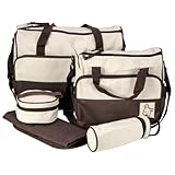 【マザーズバッグ】マザーバッグ 親子ラクラクお出かけ ママバッグ 機能充実5点セット（バッグ・収納/哺乳瓶/お弁当ポーチ・おむつ替えシート）