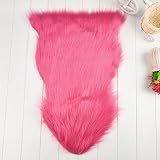 zeshlla高級ソフト人工シープスキン椅子カバーシートクッションパッドPlushファーエリア絨毯の寝室 15.7"X23.6" レッド AC-22