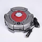 Funwill　エアーコンプレッサー 車用空気入れ 12V 小型 携帯便利　コンパクト　圧力計付き　タイヤ用空気圧縮機　 (レッド)