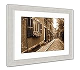 AshleyフレームプリントAcorn StreetビーコンヒルCobblestoneボストンマサチューセッツ州のUSA、壁アートホーム装飾、ag5444422 35x30 Silver Frame 