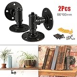 KINGSO 9 x 9 cm Industrialブラック鉄パイプシェルフブラケット壁マウントフローティングシェルフ吊り壁のハードウェアスチームパンク装飾カスタム配管パイプシェルフシェルフResto