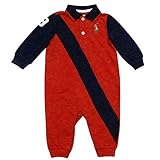 Ralph Lauren(ラルフローレン) スランテッドラージポニー鹿の子ポロカバーオール(Red) 6M(3-6ヶ月) [並行輸入品]