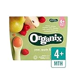 有機フルーツのピューレ - 梨、りんご＆ラズベリー4×100グラム (Organix) (x 4) - Organix Organic Fruit Puree - Pear, Apple & Rasp