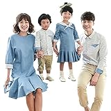 カリブの朝 家族長袖 家族お揃い 親子ペアルック 親子おそろいコーデ 親子リンクコーデ 家族でおそろいTシャツ バースデーファッション ファミリーTシャツモール (男の子 3歳, 青)