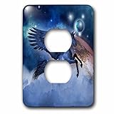 3dRose lsp_172896_6 little blue Pegasus flies trough strange world with planets and stars - 2 Plug O