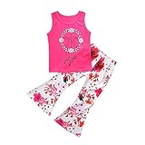 fenleo幼児用キッズベビーガールズFlora Printlノースリーブベストトップス+フレアパンツ衣装セット 5T