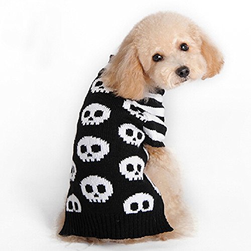 E-Fly ドッグウェア セーター ハロウィーン Halloween コスプレ 犬服 仮装 防寒 かわいい 冬服 髑髏 子犬も適用 (M)