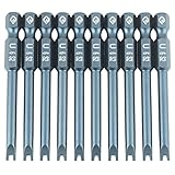 Hilitand 10pcs 1/4インチU字型スクリュードライバ鋼製スクリュードライバS2ビット六角形磁気65ミリメートルH6.3 * 65 * U6