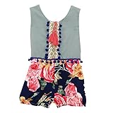 MIOIM ベビー服 女の子 かわいい 花柄 ロンパース タンクトップ ショートパンツ 連体服 ボディスーツ キュロット ノースリーブ 短パンツ 露背係