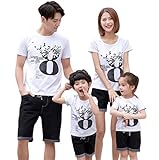 （JUTAOPIN）【親子 ペアルック】 親子 ペア ｔシャツ ＆ デニムパンツ レディース 親子ペア パパ ママ 可愛い 花柄 ｔシャツ 半袖 春 夏 メンズ 子供 男の子 女の子 90 100 1