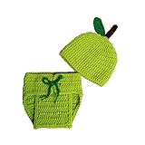 POTOJP ニット 着ぐるみ 毛糸 可愛い ベビー用 ショーツ リンゴ帽 子供用 寝相アート ベビー服 編み物 新生児 赤ちゃん ハロウィン クリスマス コスチューム 記念撮影 出産祝い 百日記念 