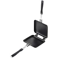 ヨシカワ ホットサンドメーカー ガス火専用 あつあつ シングル フッ素加工 焼き目なし ブラック アウトドア キャンプ SJ1681