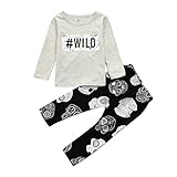 杜屋トヤ 赤ちゃん、アルファベットプリント、ロングスリーブ、トップスウェット+ズボン、2セットWILD、グレー、70,80,90,95