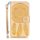 UNEXTATI LG K7 / Tribute 5 ケース PUレザー 手帳型ケース カバー カード収納 ストラップ 付き LG K7 / Tribute 5 用 Case Cover (イエロー)