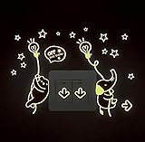Removable Switch Sticker Proboths 4 Pcs Little Bear and Elephant Luminous Sticker Home Office Switch