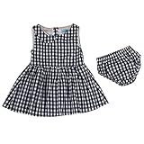 Cutelove 子供ドレス ワンピース　2点セット　ショートパンツ付き　女の子 夏 袖なし チェック柄　綿製品