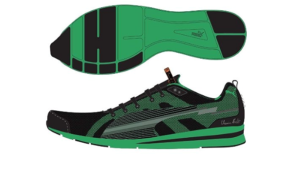 Amazon Co Jp Puma プーマ ボルトエヴォスピードランナー ランニングシューズ01ブラック フローグリーン 28 0 シューズ バッグ