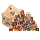 kmmall ABC Wooden Blocks数と動物教育玩具27 Piecesソリッド木製ブロックwithブロックボックス