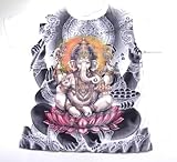 キッズ ガネーシャTシャツ2 夢を叶える象 アジアン衣類 (M, ホワイト)