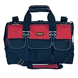 HUIJIA 17 インチ 収納ツールバッグ 大容量 工具差し入れ 600Dオックスフォード 防水性 5個の耐摩耗ゴムベース 可調節の肩ベルト 作業用 修理・建築・大工・電工に適用