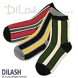 (ディラッシュ) DILASHクルーソックス（ストライプ）/秋 M(16～18cm) ネイビー