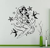 マーメイドガールアンカー壁ビニールデカールMarine海壁ステッカーホーム壁アート装飾アイデア壁内部リムーバブル子供部屋デザイン14 ( MRN )