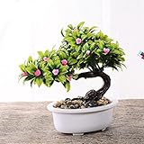1 pcsクリスマスツリー盆栽人工花ローズフェイクグリーンポット植物 One Size ピンク 555813957793
