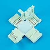 kinukin LEDテープライト RGBW SMD5050(5pin) 用 連結コネクター L型 T型　X型 半田付け不要 5個セット (X型)