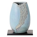 信楽焼 トルコブルー 花器・花瓶 化粧箱入